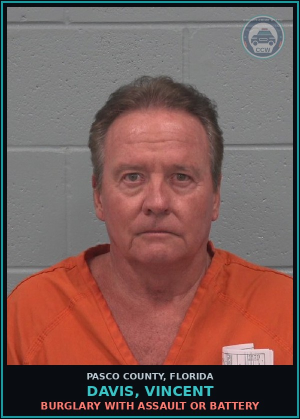 Booking mugshot of DAVIS, VINCENT in Pasco County