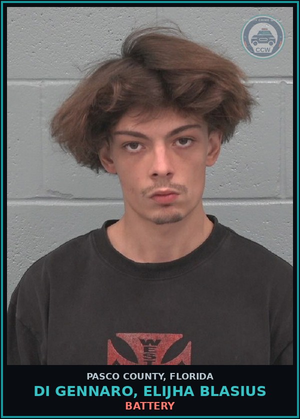 Booking mugshot of DI GENNARO, ELIJHA BLASIUS in Pasco County