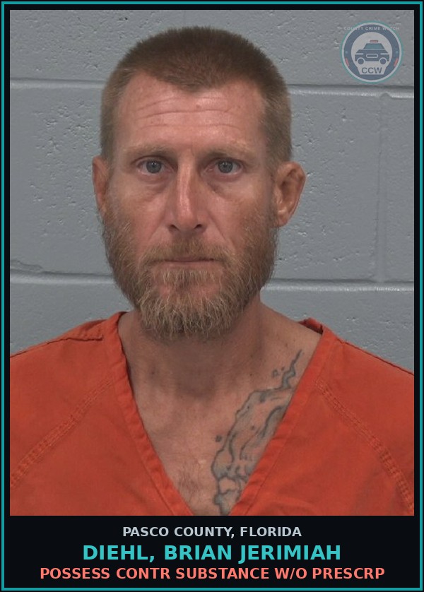 Booking mugshot of DIEHL, BRIAN JERIMIAH in Pasco County