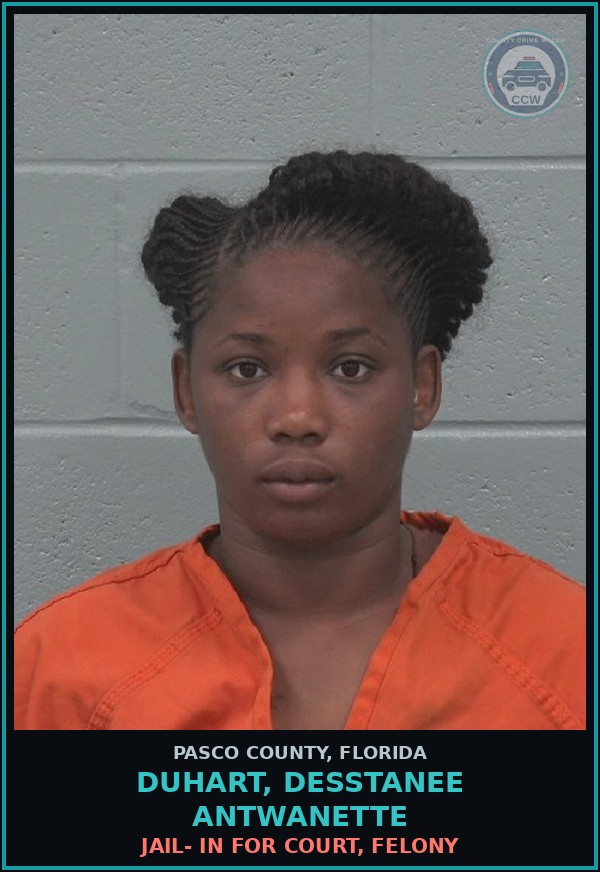 Booking mugshot of DUHART, DESSTANEE ANTWANETTE in Pasco County