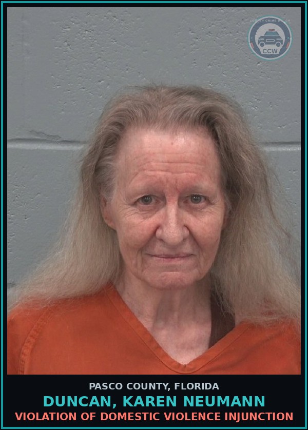 Booking mugshot of DUNCAN, KAREN NEUMANN in Pasco County
