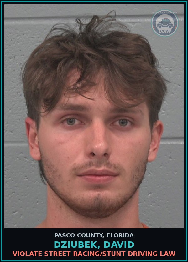 Booking mugshot of DZIUBEK, DAVID in Pasco County