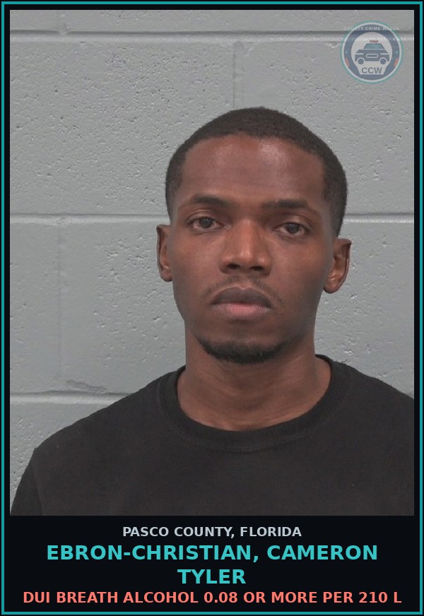 Booking mugshot of EBRON-CHRISTIAN, CAMERON TYLER in Pasco County