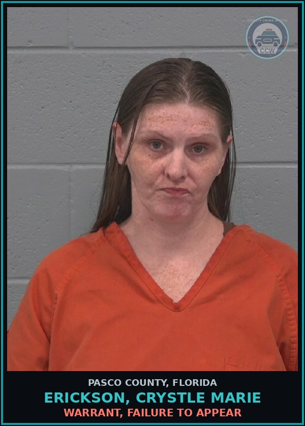 Booking mugshot of ERICKSON, CRYSTLE MARIE in Pasco County