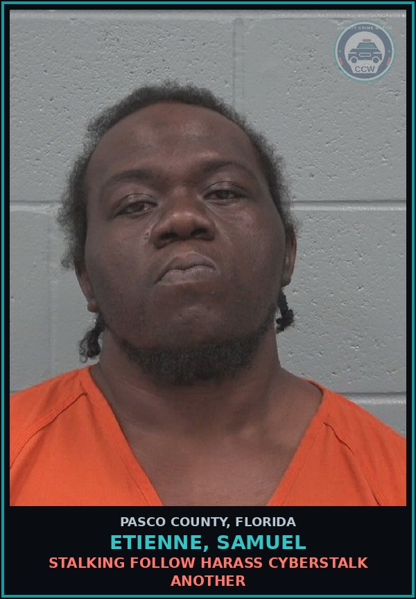 Booking mugshot of ETIENNE, SAMUEL in Pasco County