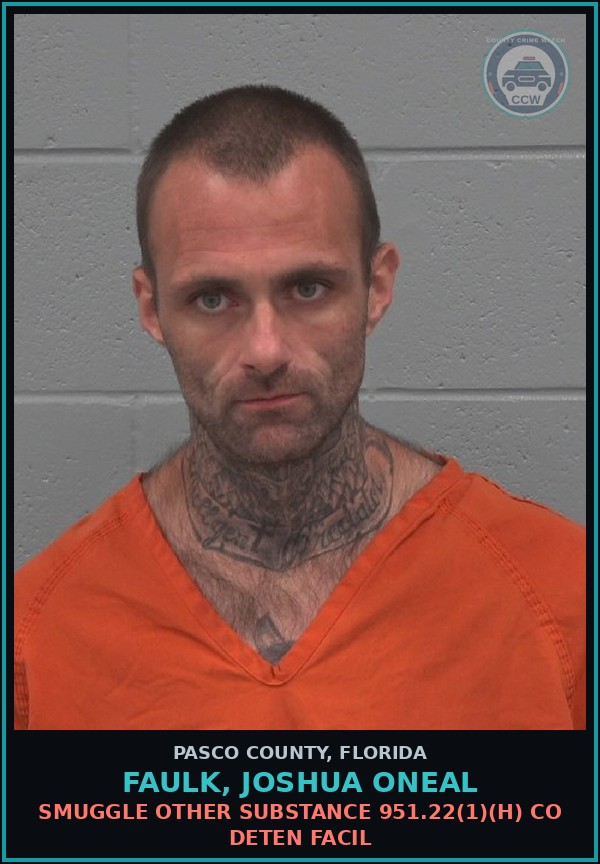 Booking mugshot of FAULK, JOSHUA ONEAL in Pasco County
