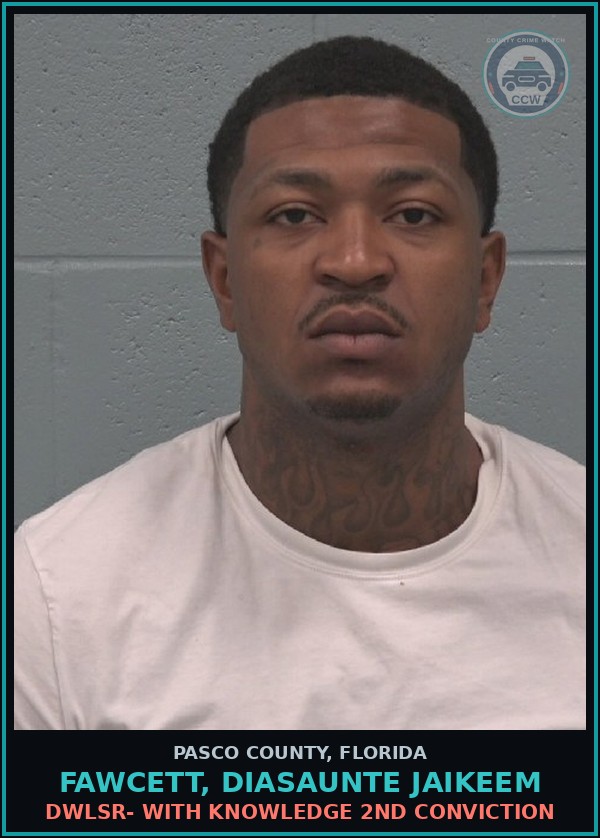 Booking mugshot of FAWCETT, DIASAUNTE JAIKEEM in Pasco County