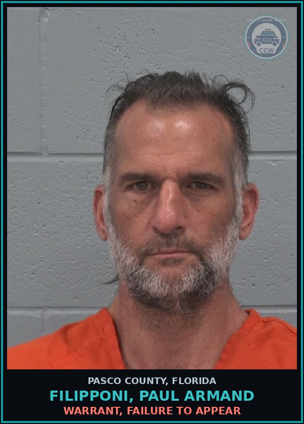 Booking mugshot of FILIPPONI, PAUL ARMAND in Pasco County