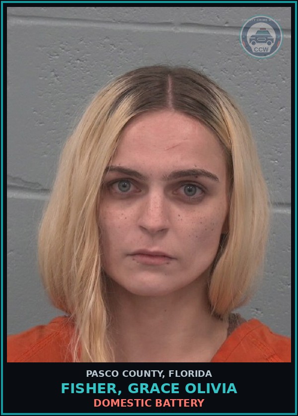 Booking mugshot of FISHER, GRACE OLIVIA in Pasco County