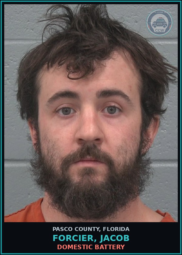 Booking mugshot of FORCIER, JACOB in Pasco County