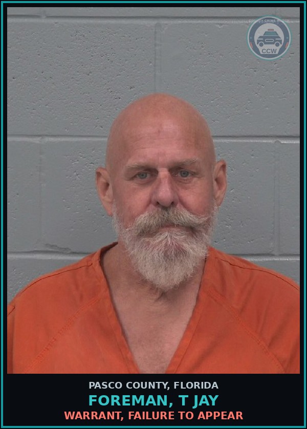 Booking mugshot of FOREMAN, T JAY in Pasco County
