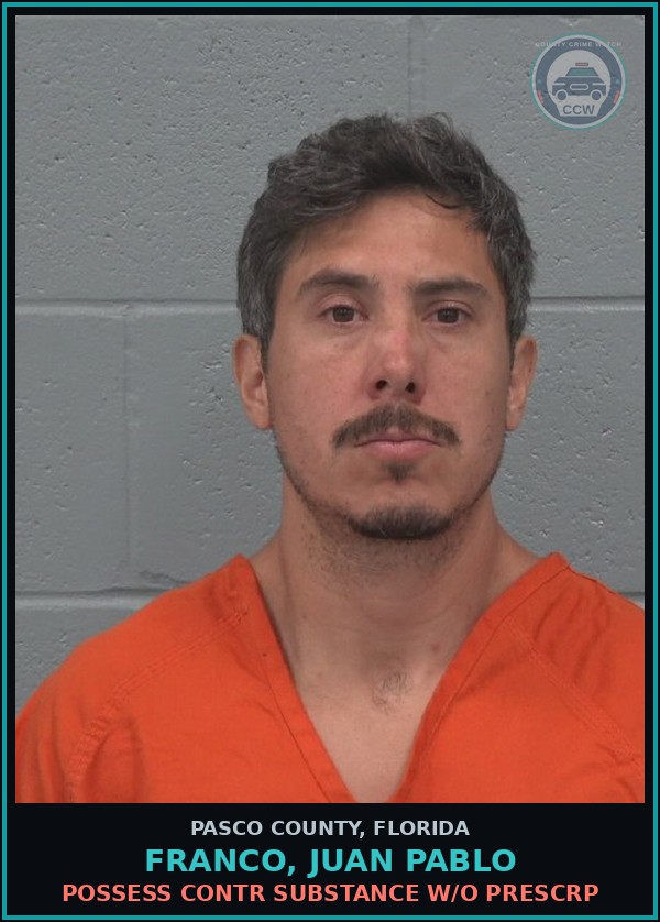 Booking mugshot of FRANCO, JUAN PABLO in Pasco County