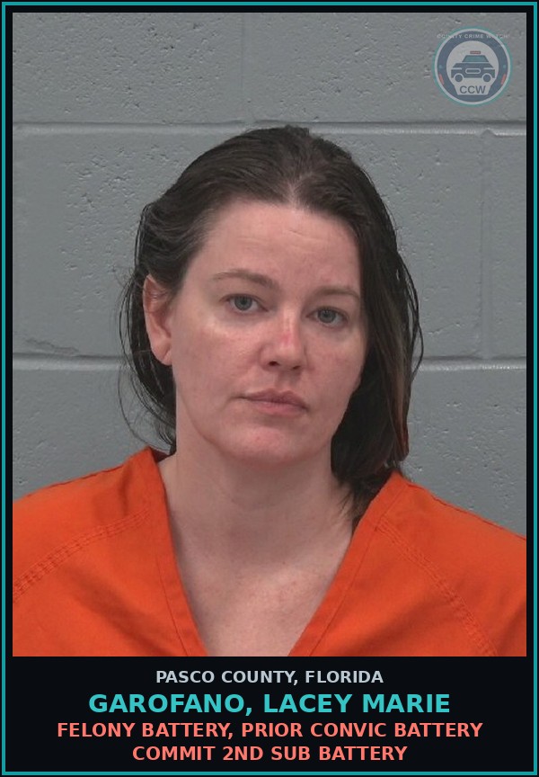 Booking mugshot of GAROFANO, LACEY MARIE in Pasco County