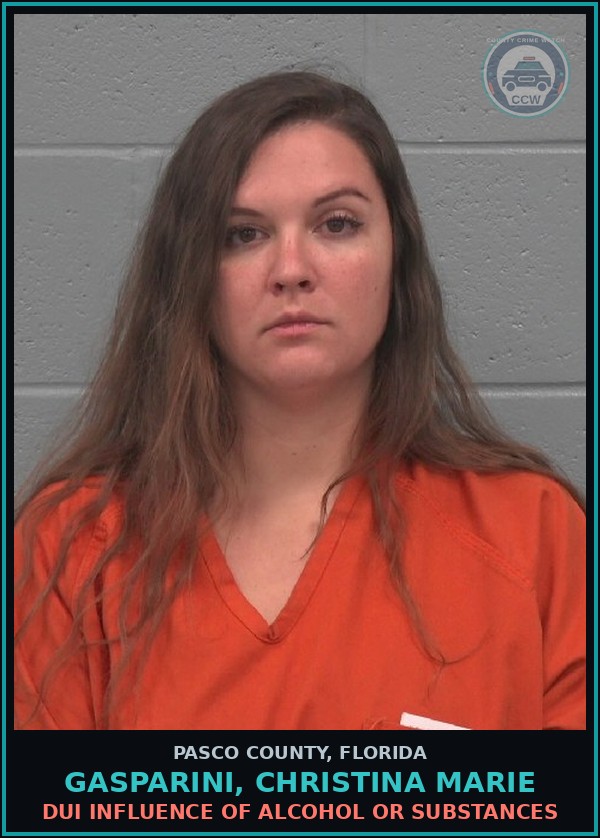Booking mugshot of GASPARINI, CHRISTINA MARIE in Pasco County