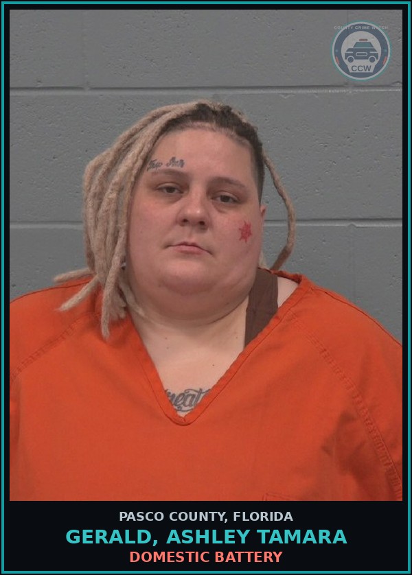 Booking mugshot of GERALD, ASHLEY TAMARA in Pasco County