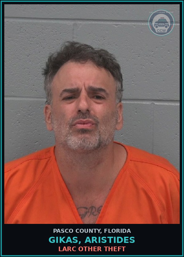 Booking mugshot of GIKAS, ARISTIDES in Pasco County