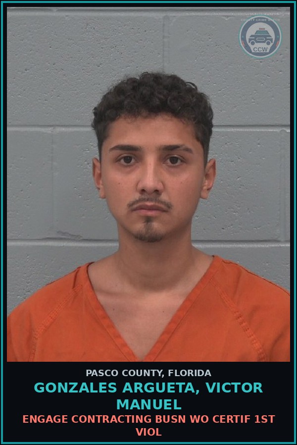 Booking mugshot of GONZALES ARGUETA, VICTOR MANUEL in Pasco County