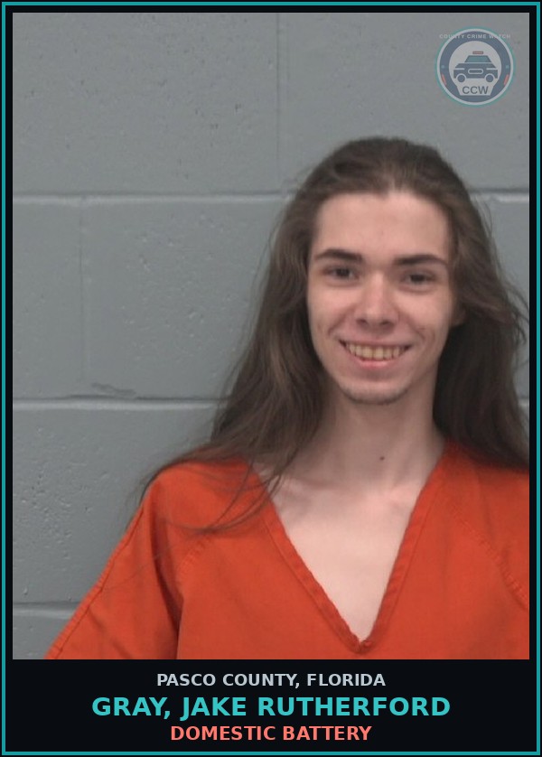 Booking mugshot of GRAY, JAKE RUTHERFORD in Pasco County
