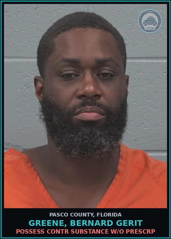 Booking mugshot of GREENE, BERNARD GERIT in Pasco County