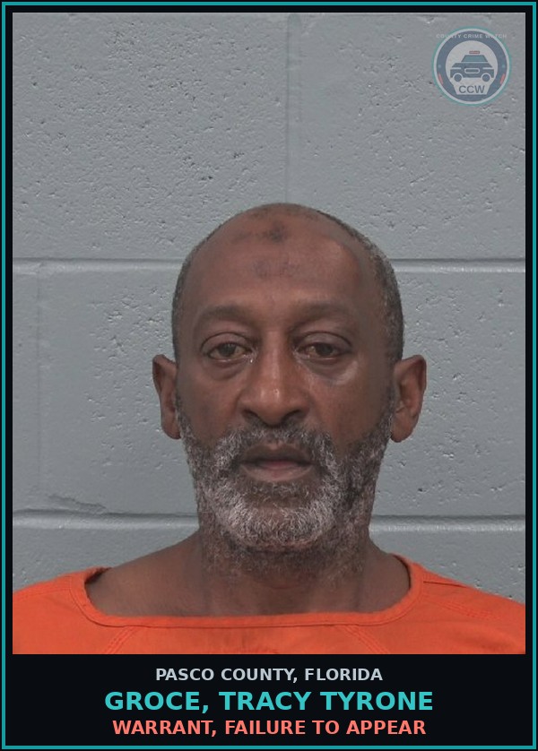 Booking mugshot of GROCE, TRACY TYRONE in Pasco County