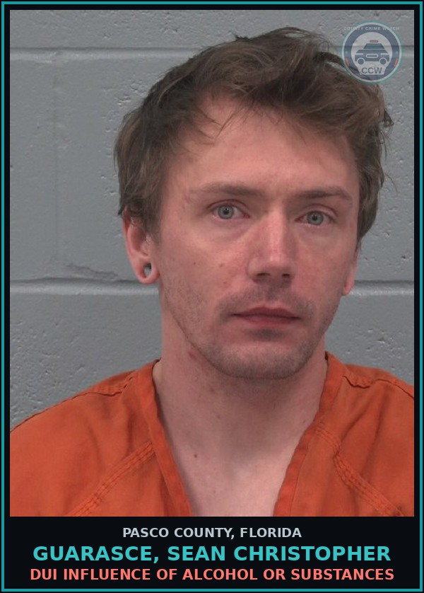 Booking mugshot of GUARASCE, SEAN CHRISTOPHER in Pasco County