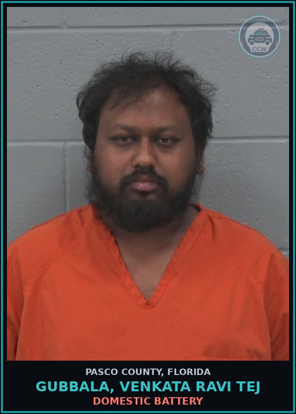 Booking mugshot of GUBBALA, VENKATA RAVI TEJ in Pasco County