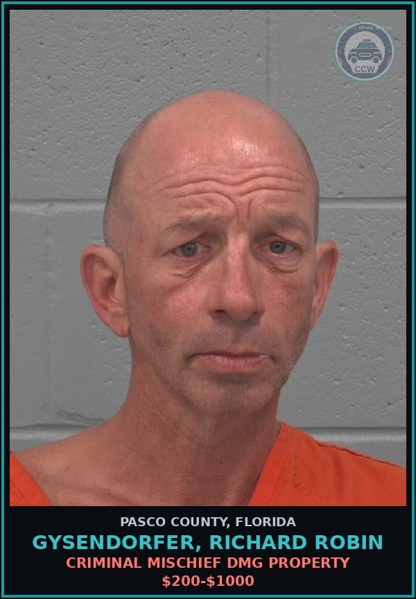 Booking mugshot of GYSENDORFER, RICHARD ROBIN in Pasco County