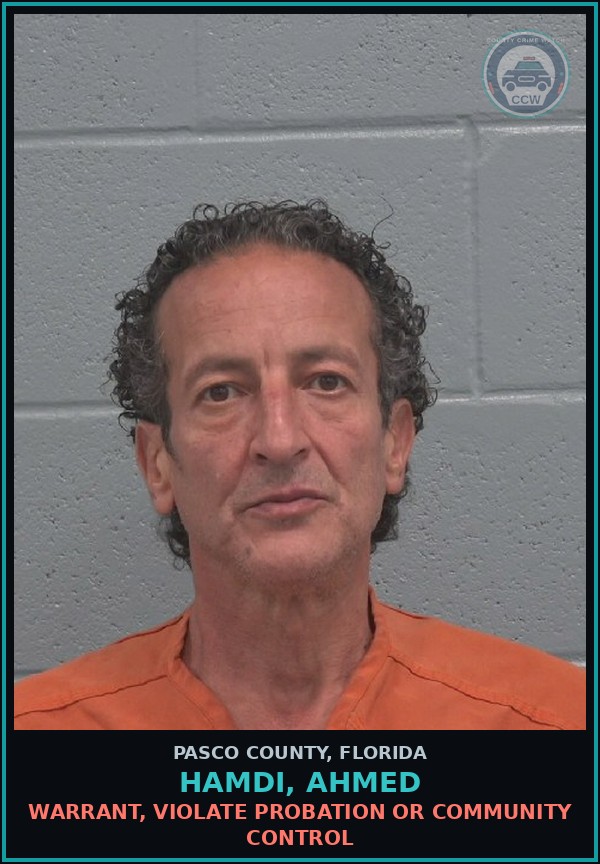 Booking mugshot of HAMDI, AHMED in Pasco County