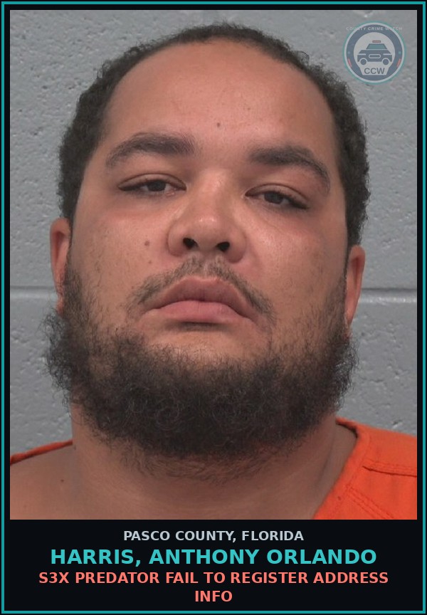 Booking mugshot of HARRIS, ANTHONY ORLANDO in Pasco County