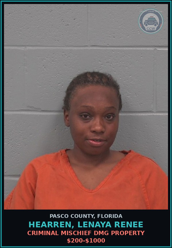 Booking mugshot of HEARREN, LENAYA RENEE in Pasco County