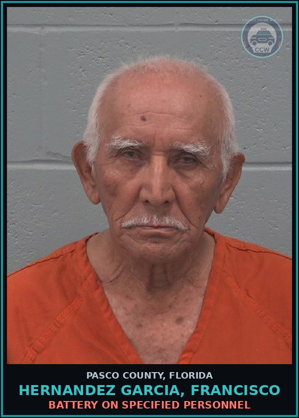 Booking mugshot of HERNANDEZ GARCIA, FRANCISCO in Pasco County