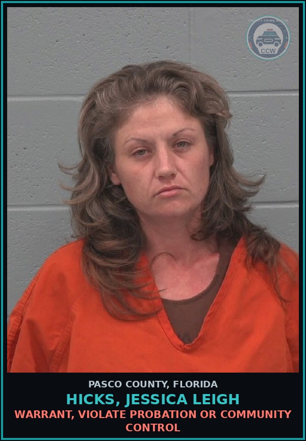 Booking mugshot of HICKS, JESSICA LEIGH in Pasco County