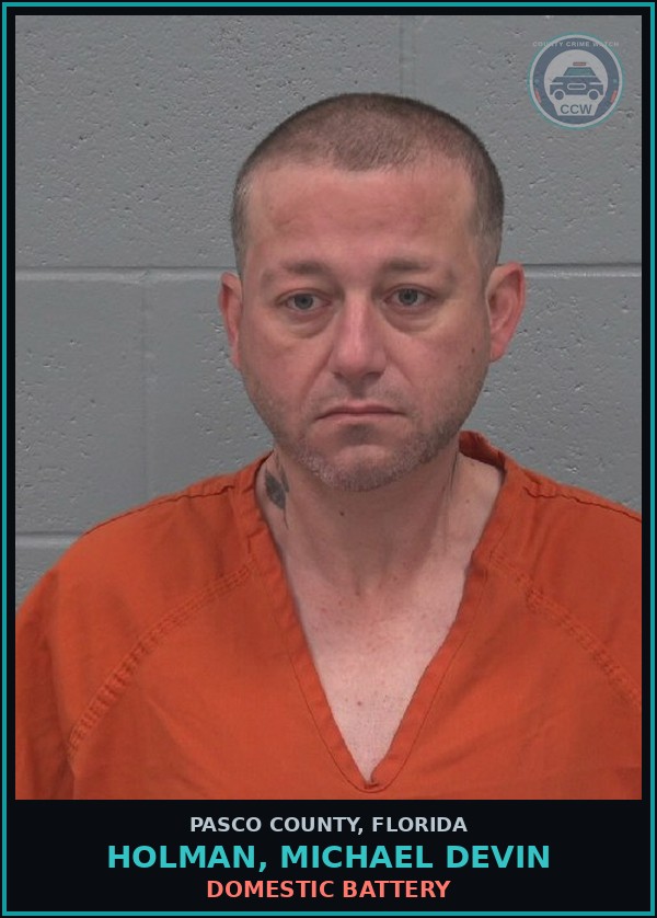 Booking mugshot of HOLMAN, MICHAEL DEVIN in Pasco County