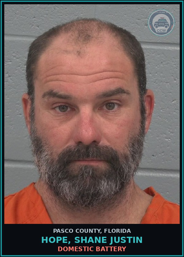Booking mugshot of HOPE, SHANE JUSTIN in Pasco County