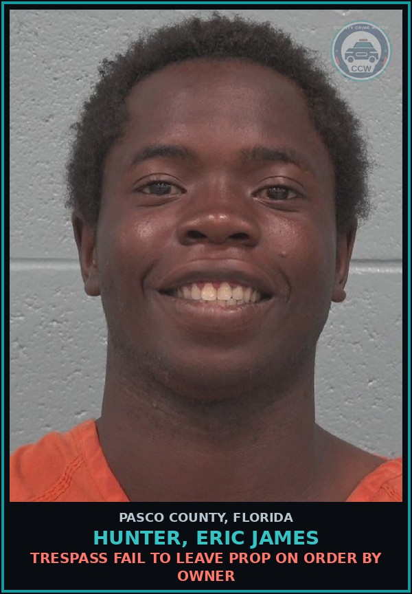 Booking mugshot of HUNTER, ERIC JAMES in Pasco County