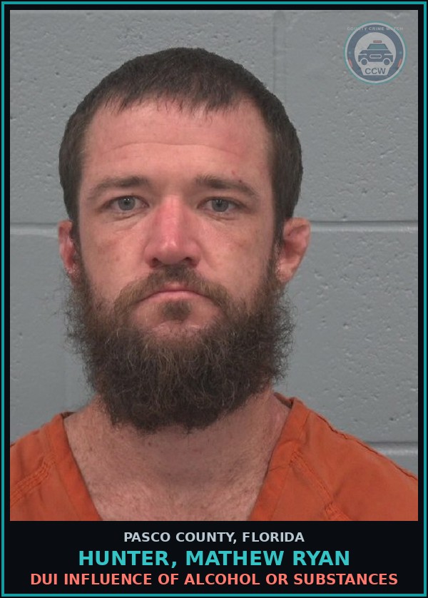 Booking mugshot of HUNTER, MATHEW RYAN in Pasco County