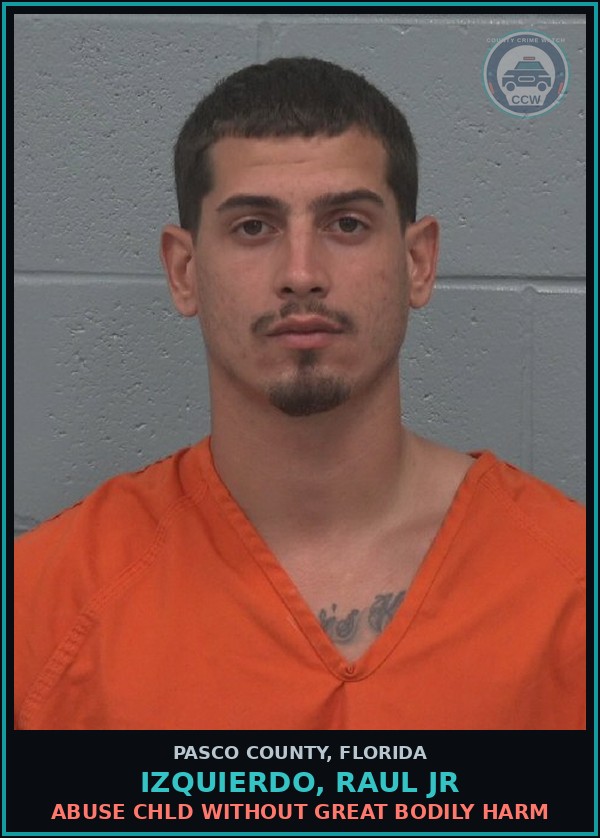 Booking mugshot of IZQUIERDO, RAUL JR in Pasco County