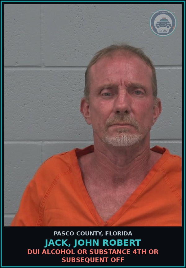 Booking mugshot of JACK, JOHN ROBERT in Pasco County