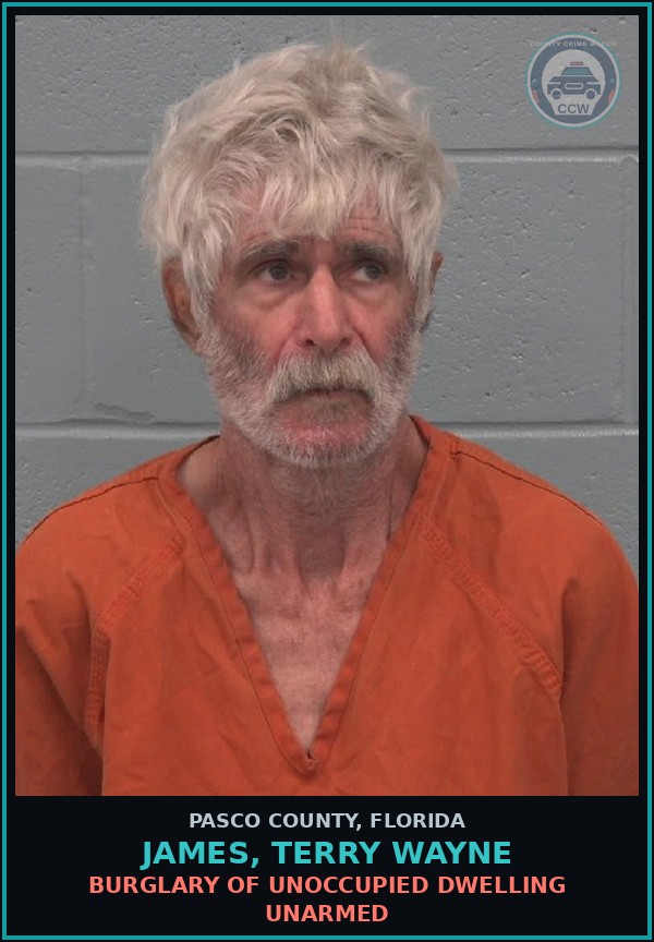 Booking mugshot of JAMES, TERRY WAYNE in Pasco County
