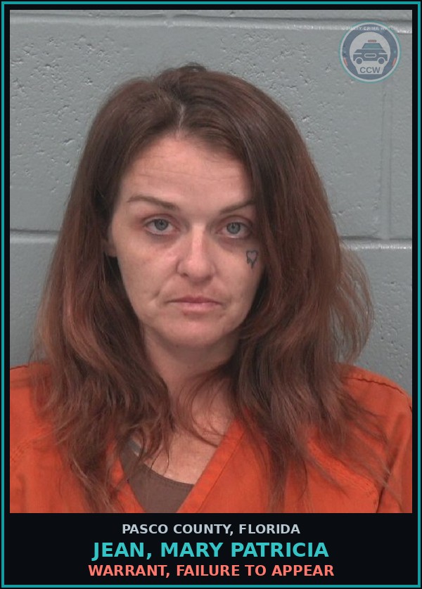 Booking mugshot of JEAN, MARY PATRICIA in Pasco County