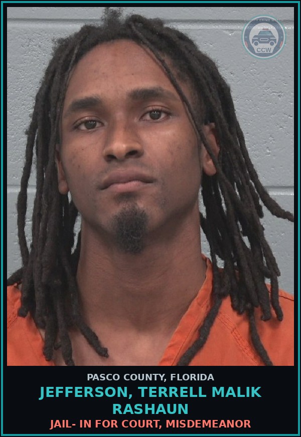 Booking mugshot of JEFFERSON, TERRELL MALIK RASHAUN in Pasco County