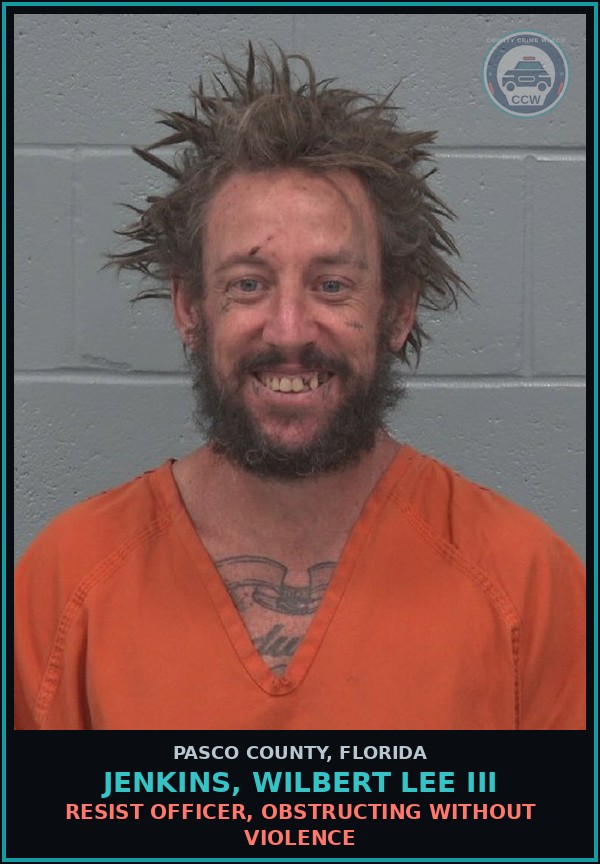 Booking mugshot of JENKINS, WILBERT LEE III in Pasco County