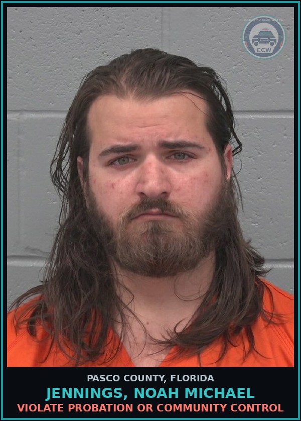 Booking mugshot of JENNINGS, NOAH MICHAEL in Pasco County