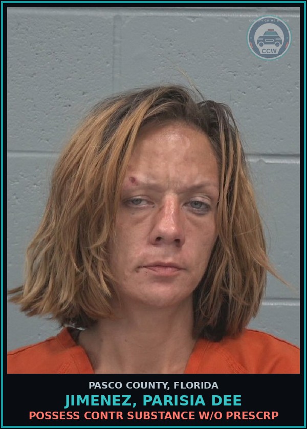 Booking mugshot of JIMENEZ, PARISIA DEE in Pasco County