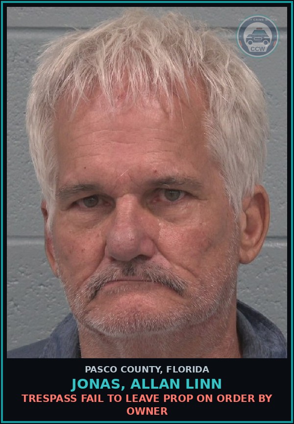 Booking mugshot of JONAS, ALLAN LINN in Pasco County
