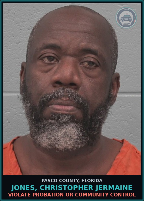 Booking mugshot of JONES, CHRISTOPHER JERMAINE in Pasco County