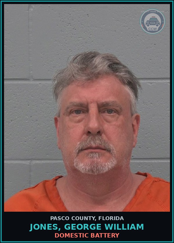 Booking mugshot of JONES, GEORGE WILLIAM in Pasco County