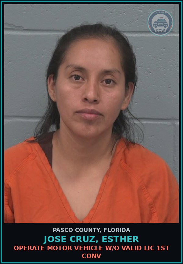 Booking mugshot of JOSE CRUZ, ESTHER in Pasco County