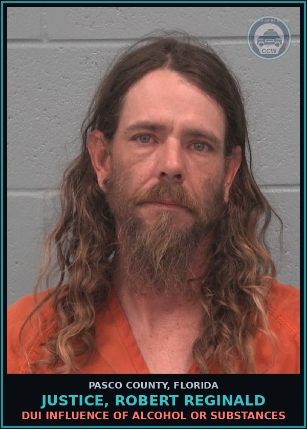 Booking mugshot of JUSTICE, ROBERT REGINALD in Pasco County