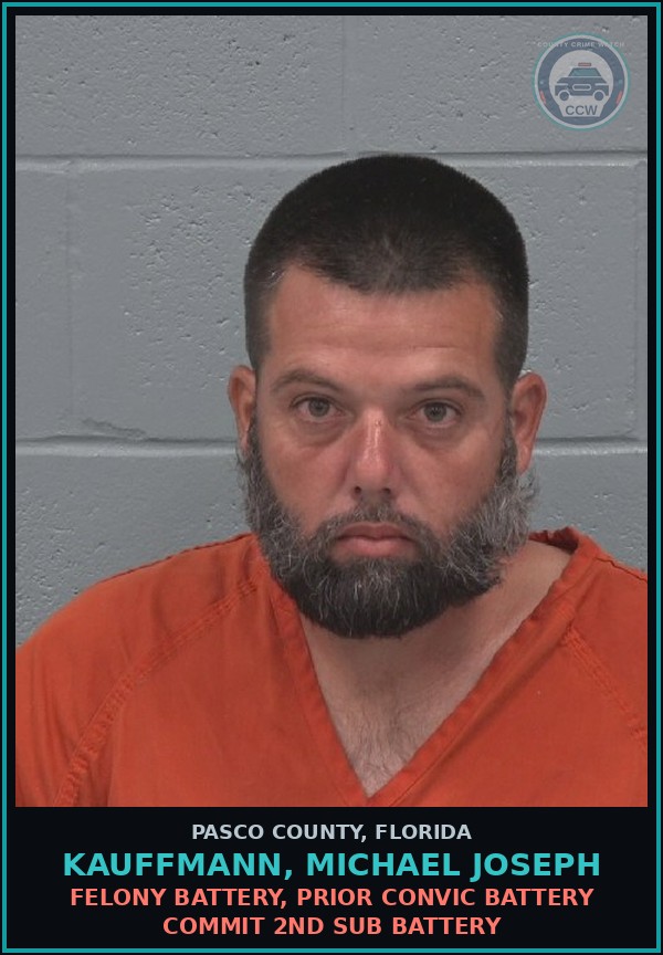 Booking mugshot of KAUFFMANN, MICHAEL JOSEPH in Pasco County